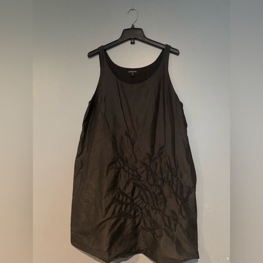 Eileen Fisher Black Lace‎ Chemise Silky Sleepwear - Picture 2 of 6